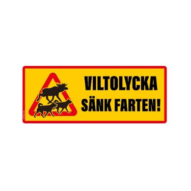 Varningsskylt Viltolycka sänk farten 650x250mm